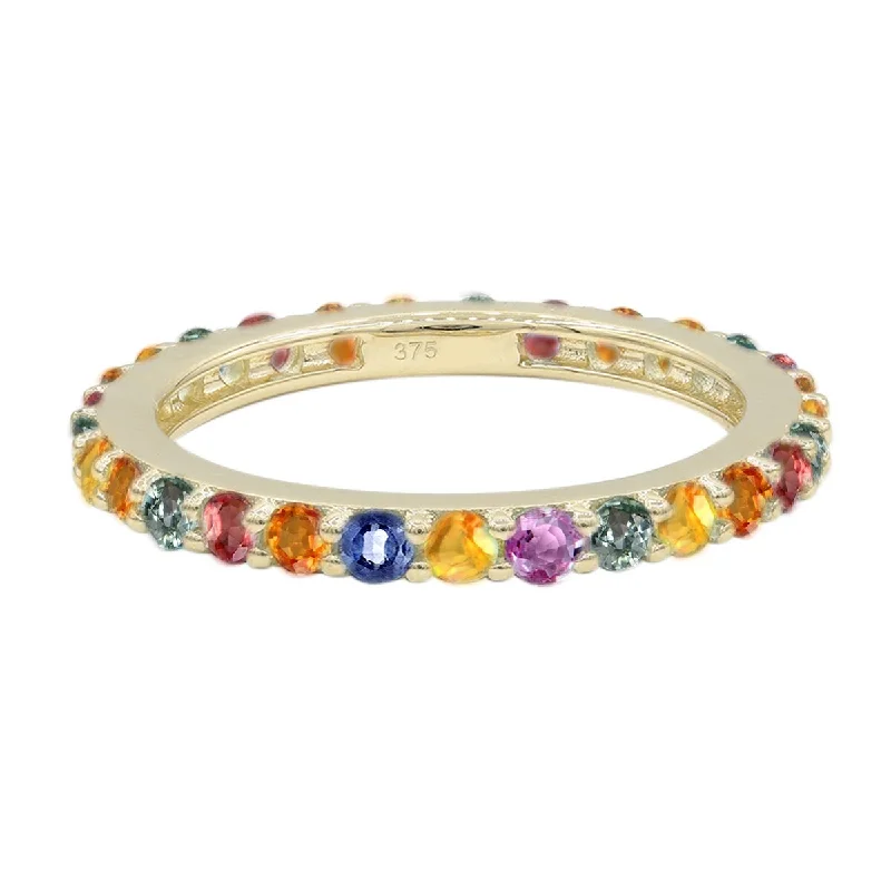 Women’s antique rings-14K Yellow Gold Multi Sapphire Gemstone Eternity Band Rings