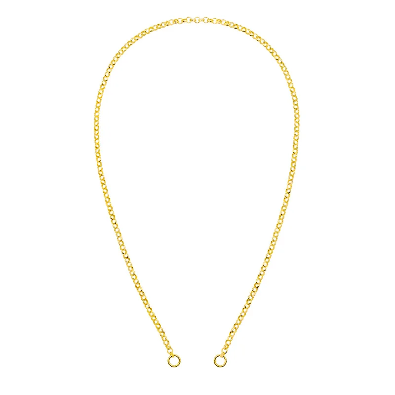 Women’s lock and key necklaces-14K Yellow Gold 3.75mm Rolo Split Chain Necklace