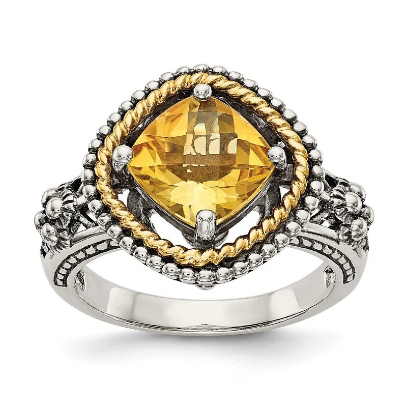 Women’s trendy gemstone rings-Curata 925 Sterling Silver Polished Prong set With 14k 2.10Citrine Ring