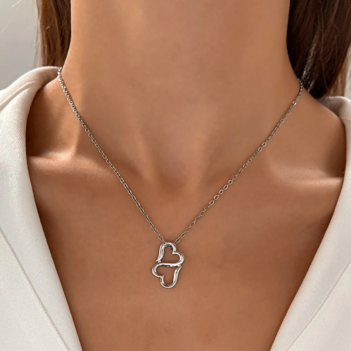 Women’s gold necklaces-Ins Style Heart Shape Alloy Women's Pendant Necklace 1 Piece