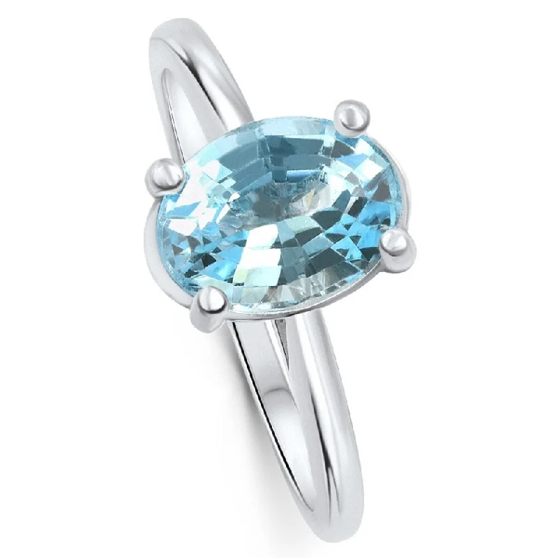 Women’s men’s engagement rings-1 1/2Ct Oval Blue Topaz Solitaire Anniversary Ring Gold