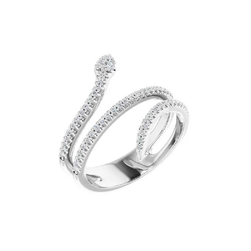 Women’s oval rings-14K White Gold 1/3 CTW Diamond Snake Ring for Women