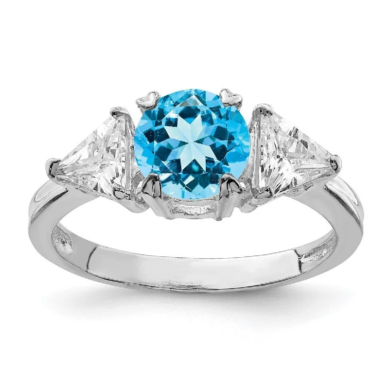 Women’s designer rings-Curata 925 Sterling Silver Polished Ring Blue Topaz