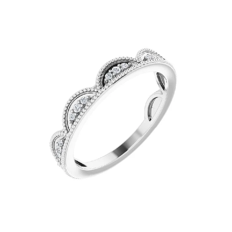 Women’s large gemstone rings-14K White Gold 1/8 CTW Diamond Stackable Ring for Women