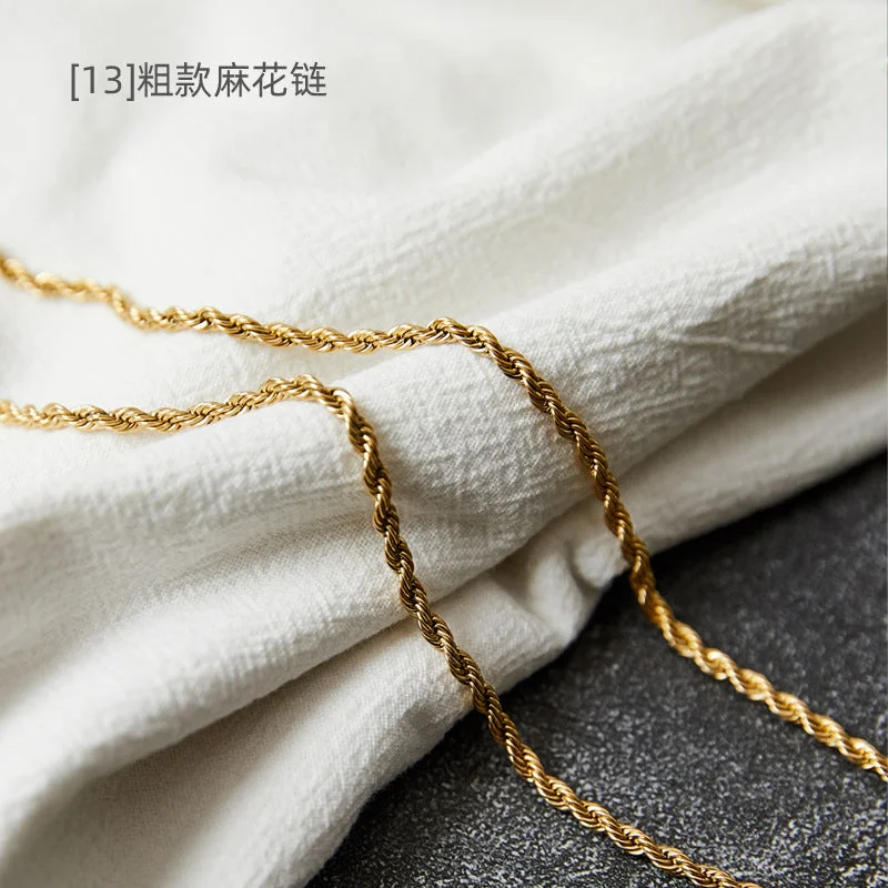 [13] Thick Type Hemp Flowers Chain Gold 70cm