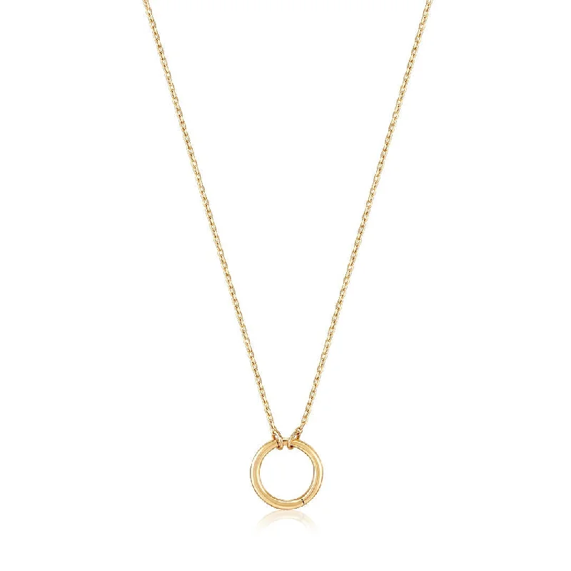 Women’s silver heart necklaces-14K Yellow Gold Charm Connector Cable Chain Necklace