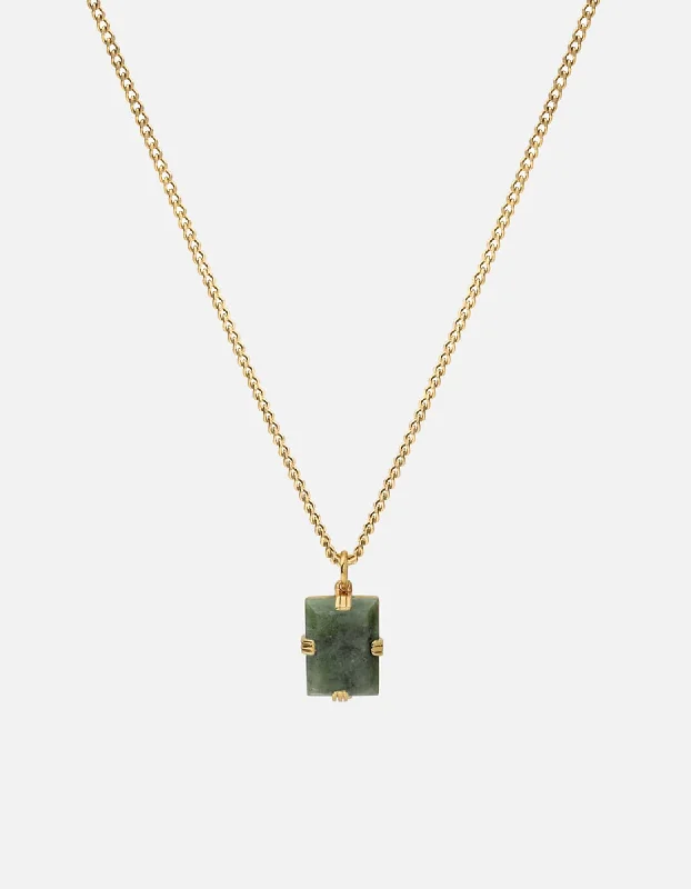 Women’s birthstone pendant necklaces-Lennox Jasper Necklace, Gold