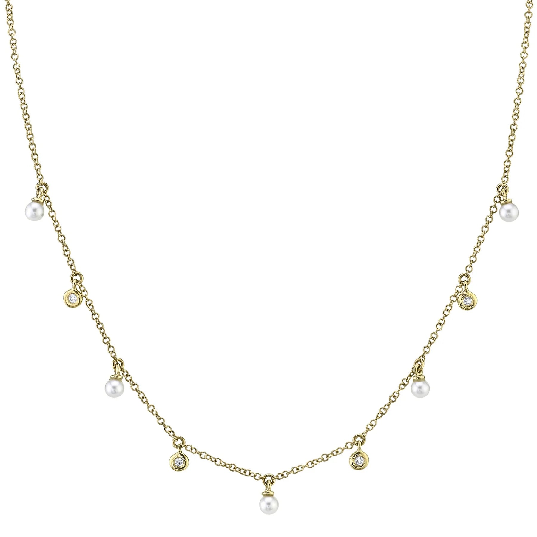 Women’s luxury necklaces-0.04ctw Diamond & Cultured Pearl Necklace