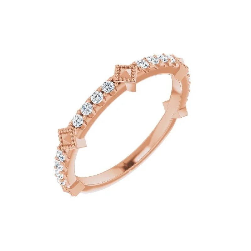 Women’s trendy gemstone rings-14K Rose Gold 1/4 CTW Diamond Stackable Ring for Women