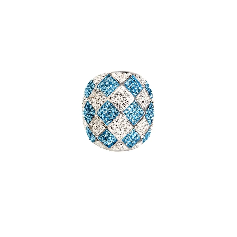 Women’s sapphire engagement rings-Curata 925 Sterling Silver Rhodium Plated Blue Crystal Checkerboard Ring