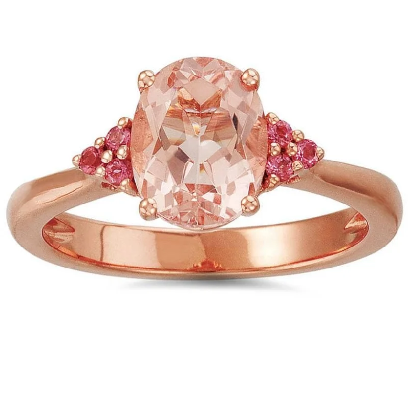 Women’s charm rings-2ct Morganite & Pink Sapphire Vintage Ring Rose Gold