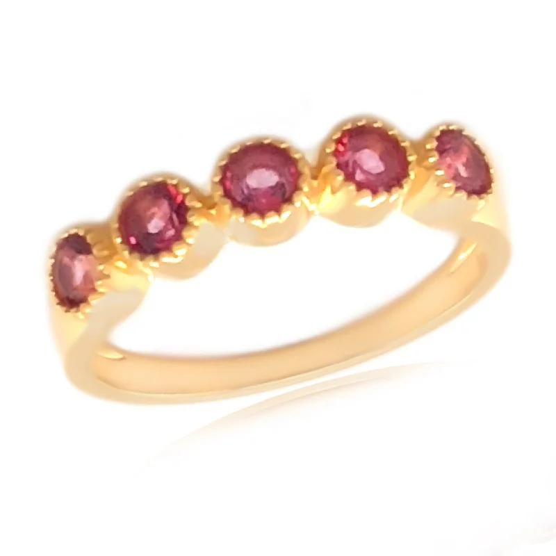 Women’s stackable rings-18k Yellow Gold Over Sterling Silver Pink Topaz Gemstone Band Ring