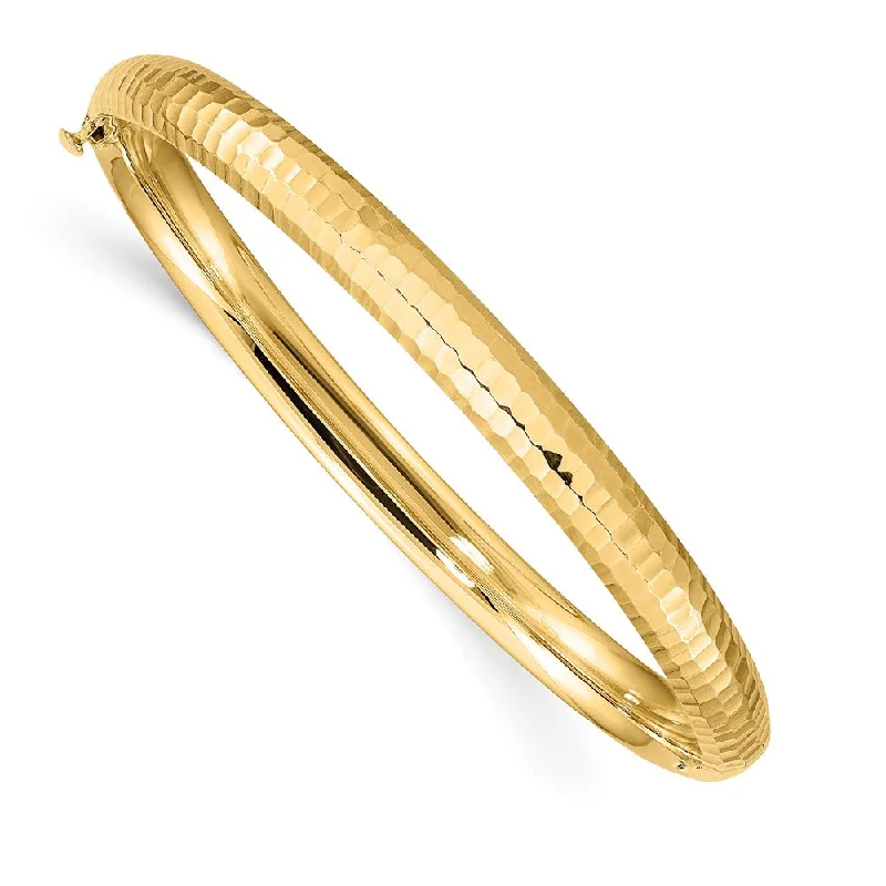 Women’s premium bangles-14k 3/16 Hammered Children's Hinged Bangle-WBC-DB690