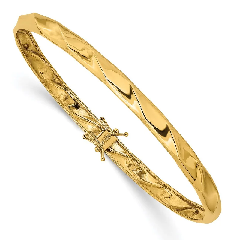 Women’s cuff bracelets-14k Yellow Gold Polished Twisted Flexible Bangle-WBC-DB595