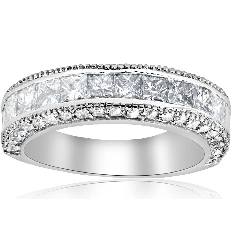 Women’s minimalist engagement rings-2 3/4ct Princess Cut Vintage Diamond Wedding Ring