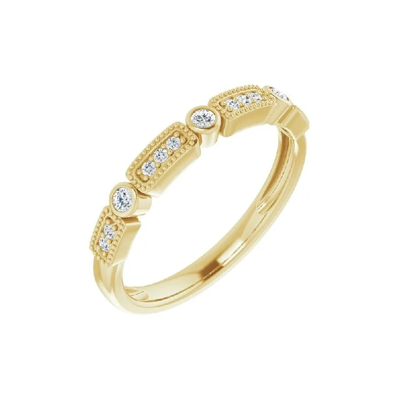 Women’s emerald-cut rings-14K Yellow Gold 1/10 CTW Diamond Stackable Ring for Women