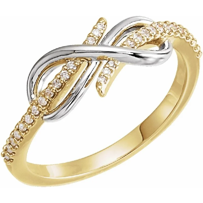 Women’s gold wedding rings-14K Yellow Gold /White 1/10 CTW Diamond Infinity-Inspired Ring for Women