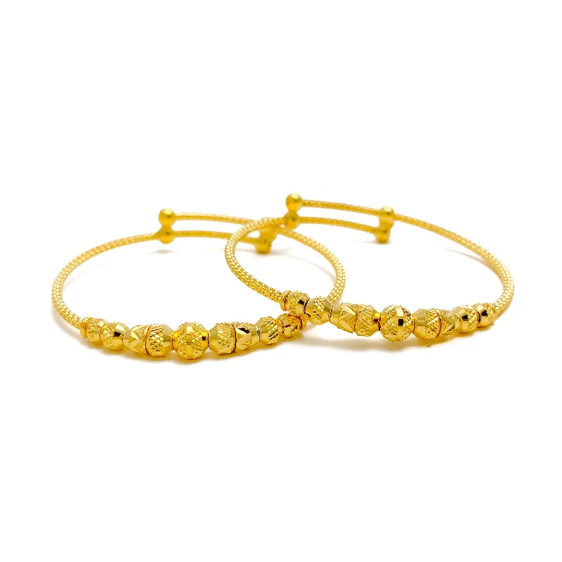 Women’s elegant cuff bracelets-Delightful Charming 22k Gold Adjustable Baby Bangle - Single