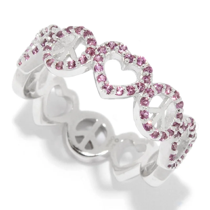 Women’s high-end engagement rings-Sterling Silver Rhodolite Eternity Band Ring