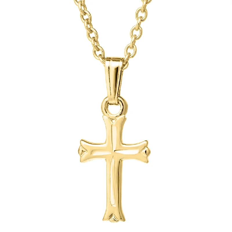 Women’s pendant necklaces-Baby 14K Gold Filled Engraved Cross Pendant Necklace