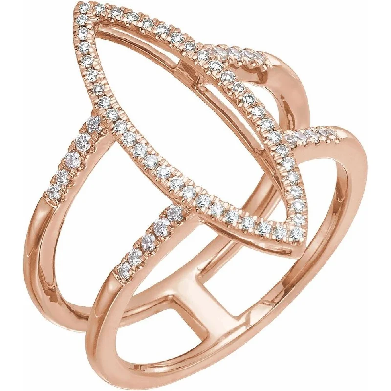 Women’s rose gold engagement rings-14K Rose Gold 1/4 CTW Diamond Geometric Ring for Women