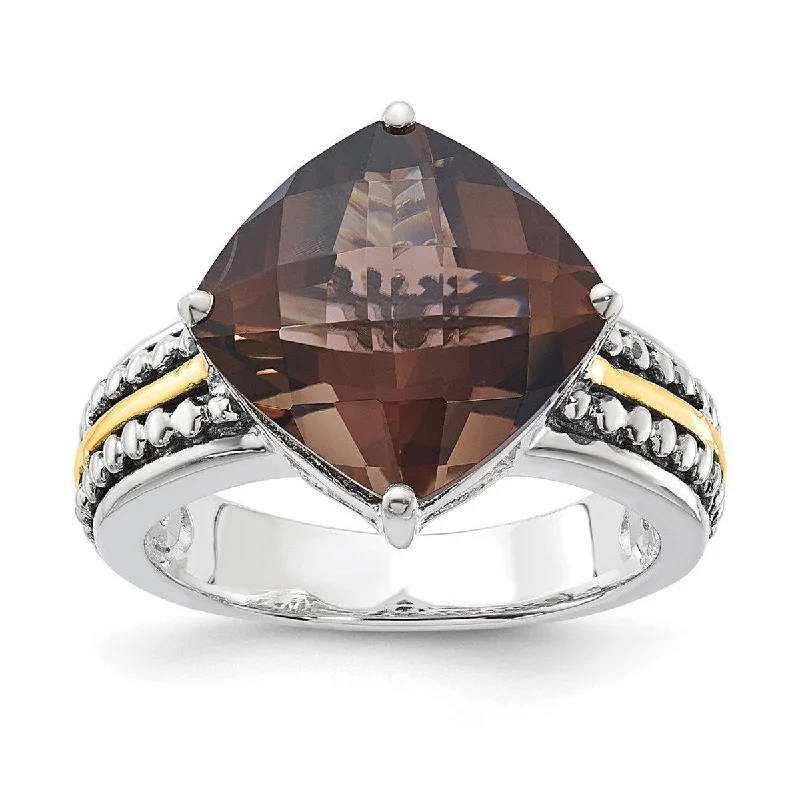 Women’s elegant wedding rings-Curata 925 Sterling Silver With 14k 6.80Smokey Quartz Ring