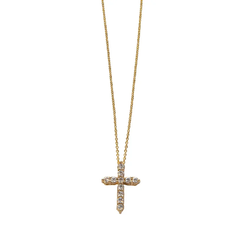 Women’s minimalist gold necklaces-.24ctw Diamond Cross 14K Yellow Gold Pendant Necklace