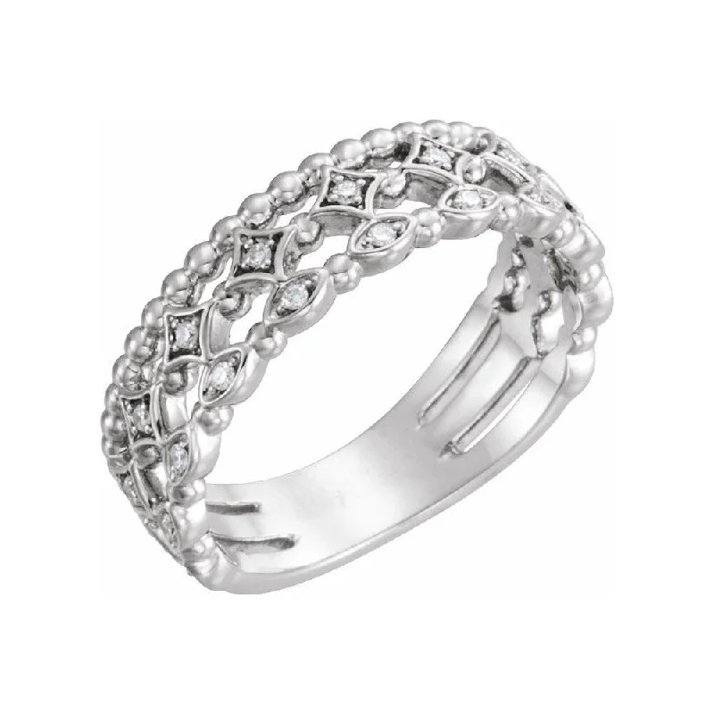 Women’s cocktail rings-14K White Gold 1/8 CTW Stackable Diamond Ring for Women