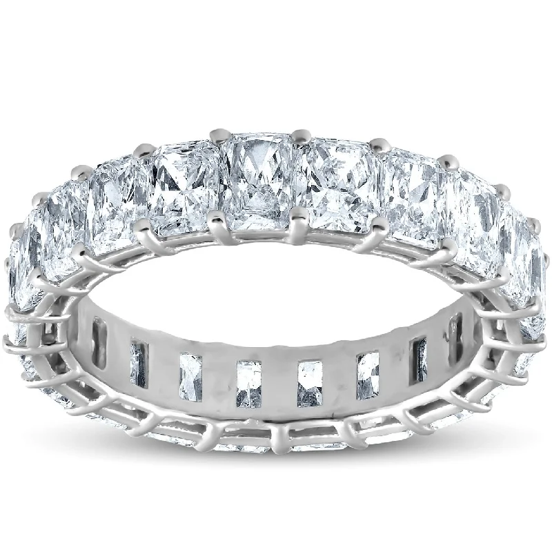 Women’s engagement rings with diamonds-5Ct Radiant Cut Diamond White Gold Eternity Wedding Ring Lab Grown