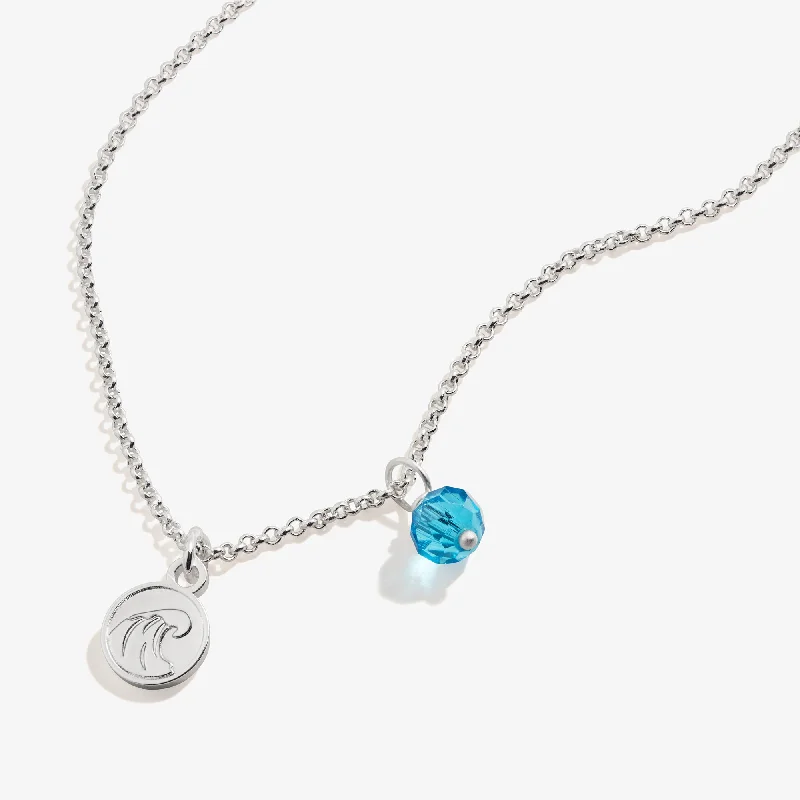 Women’s wedding anniversary necklaces-Wave Duo Charm Necklace, Adjustable