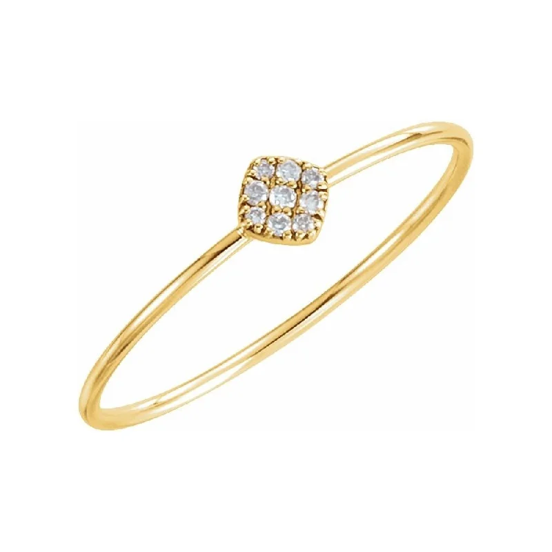 Women’s rings with colored stones-14K Yellow Gold 1/8 CTW Diamond Petite Square Ring for Women