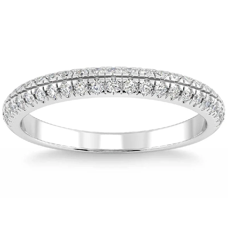 Women’s personalized diamond engagement rings-1/2Ct Pave Diamond Wedding Ring Gold Stackable Band Lab Grown