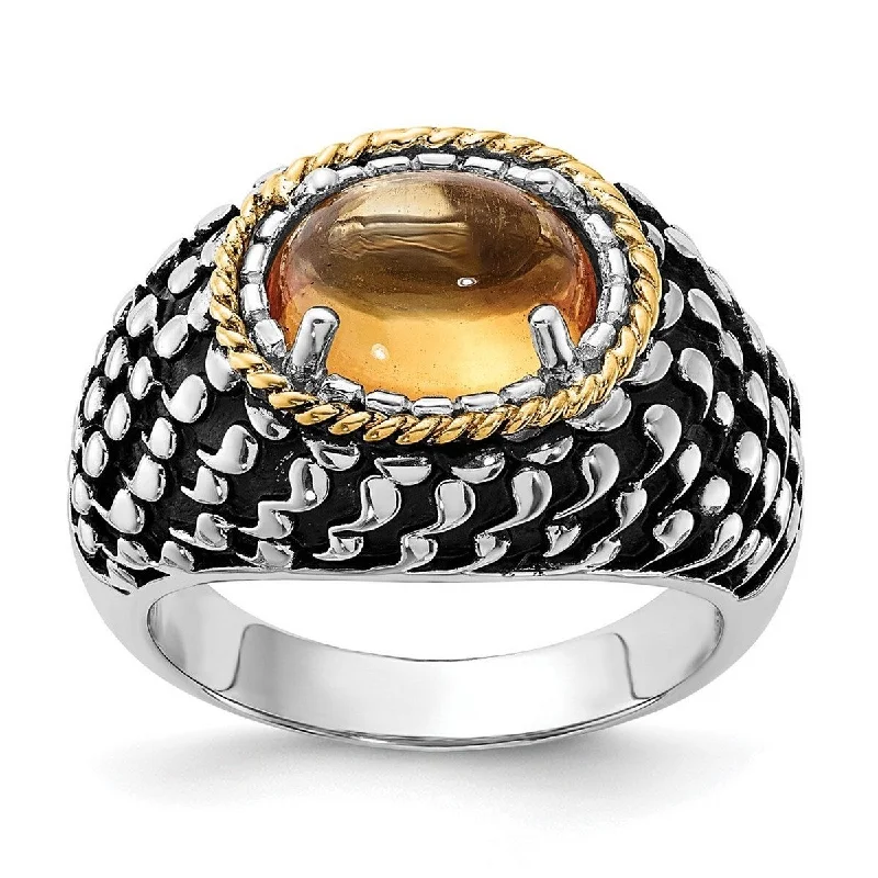 Women’s personalized rings-Curata 925 Sterling Silver With 14k Citrine Ring