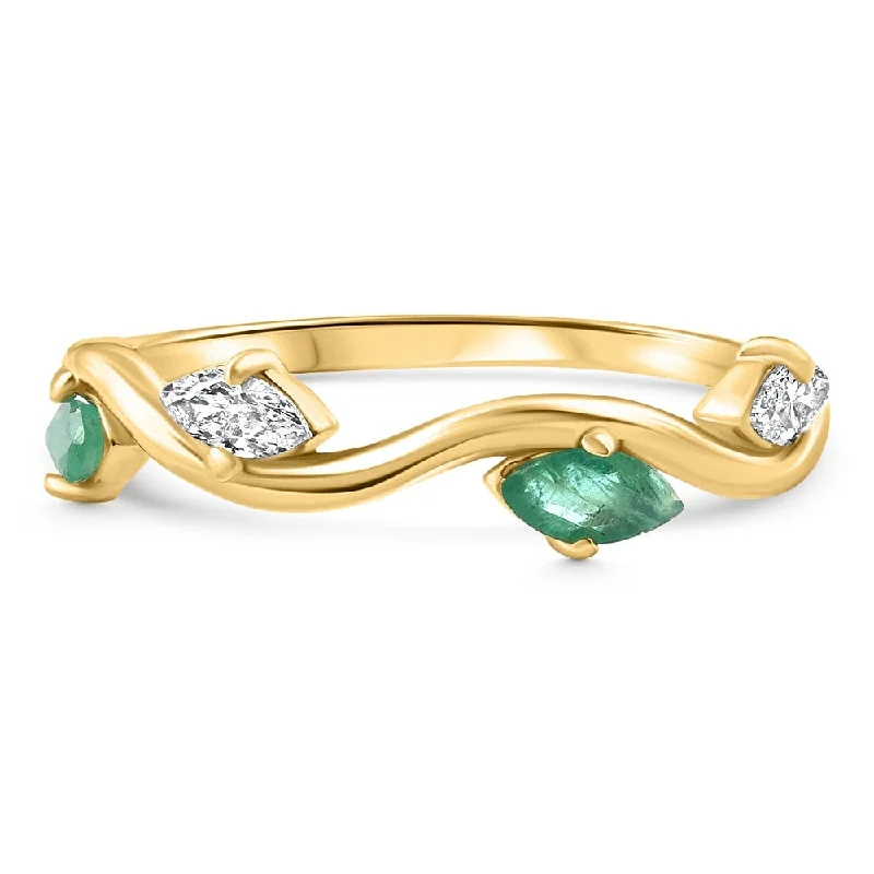 Women’s split shank engagement rings-3/8Ct Emerald Marquise Shape Diamond & Gemstone Wedding Ring Gold Lab Grown