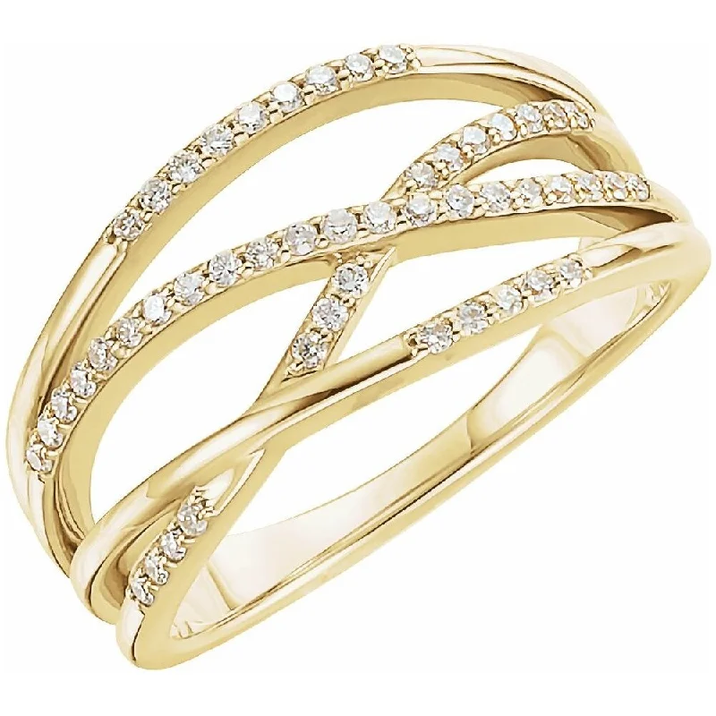 Women’s handcrafted rings-14K Yellow Gold 1/5 CTW Diamond Criss-Cross Ring for Women