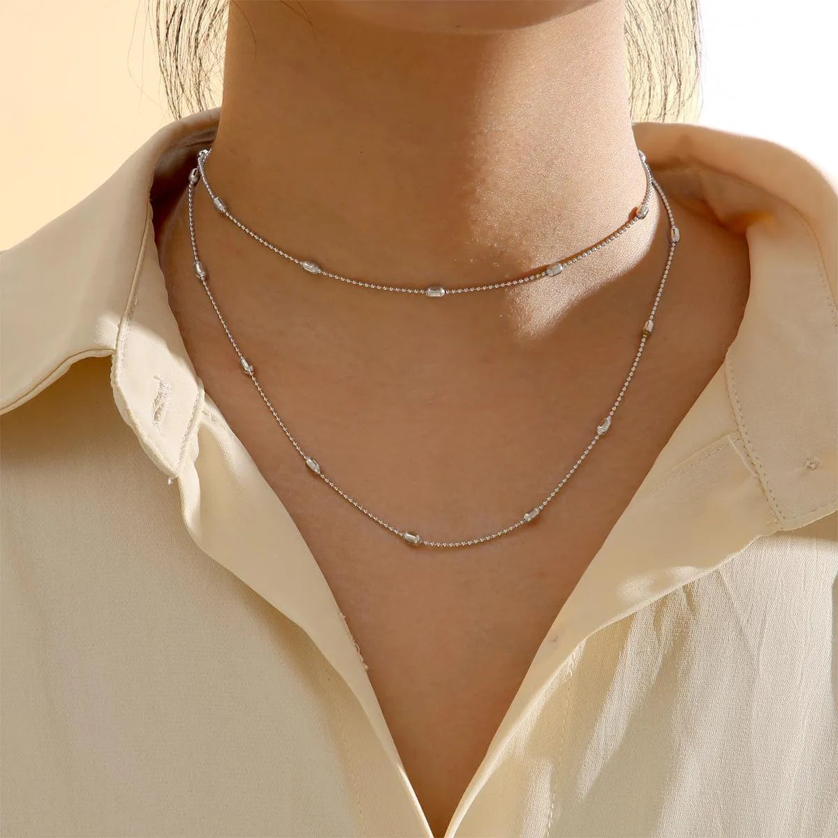 Women’s wedding necklaces-Simple Style Geometric Alloy Plating Women's Double Layer Necklaces