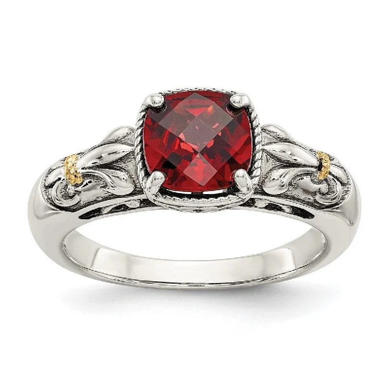 Women’s sapphire rings-Curata 925 Sterling Silver Polished With 14k Garnet Ring