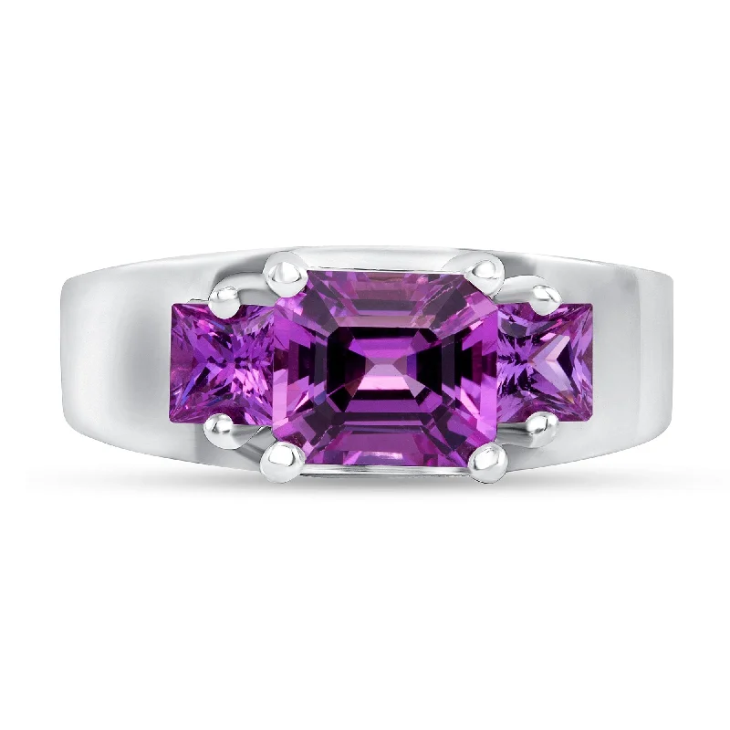 Women’s colorful rings-1.38 ct Pink Sapphire and Diamond Ring in 14k White Gold