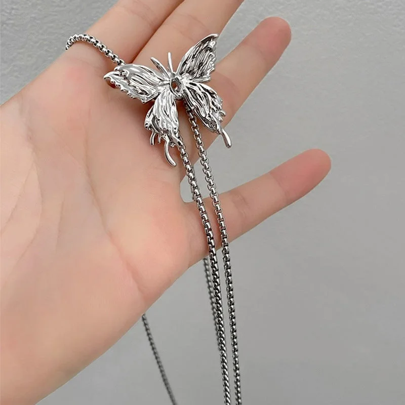 Women’s elegant necklaces-Sweet Simple Style Butterfly Alloy Titanium Steel Plating Women's Long Necklace Necklace