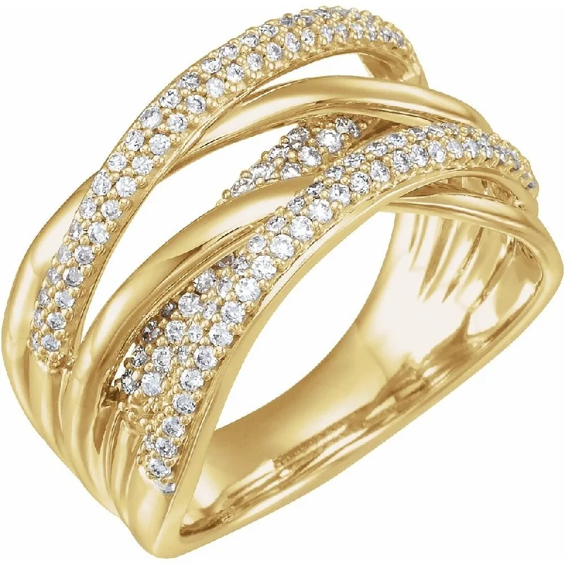 Women’s diamond rings-14K Yellow Gold 1/2 CTW Diamond Criss-Cross Ring for Women