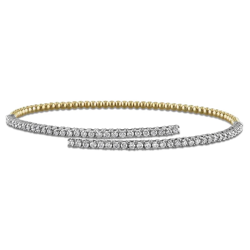 Women’s adjustable bracelets-Miadora 1ct TW Diamond Bangle in 14k Two-Tone Yellow and White Gold