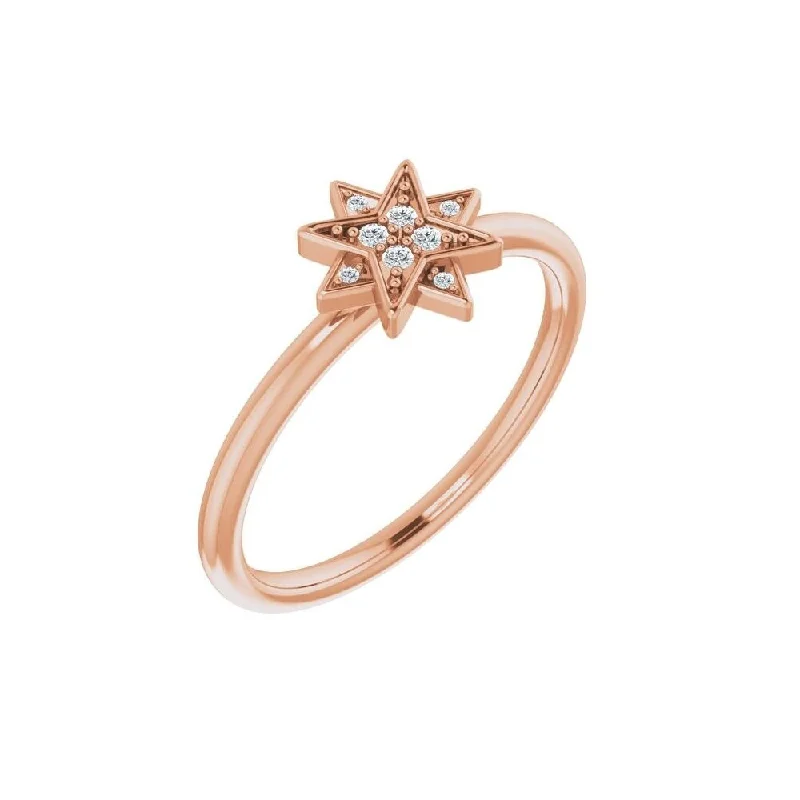 Women’s three-stone rings-14K Rose Gold .04 CTW Diamond Star Ring for Women