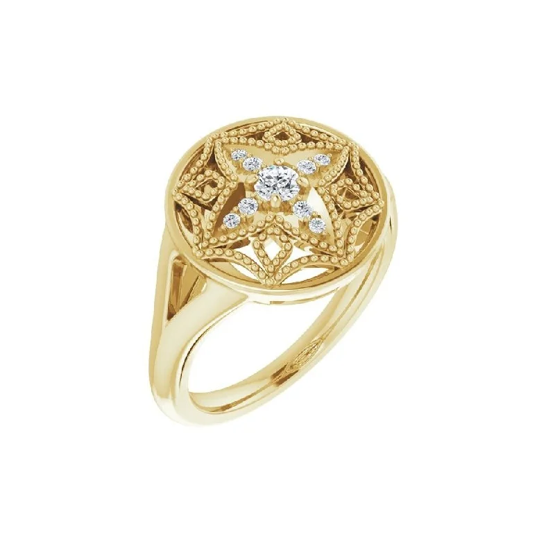 Women’s silver wedding rings-14K Yellow Gold 1/6 CTW Diamond Vintage-Inspired Ring for Women