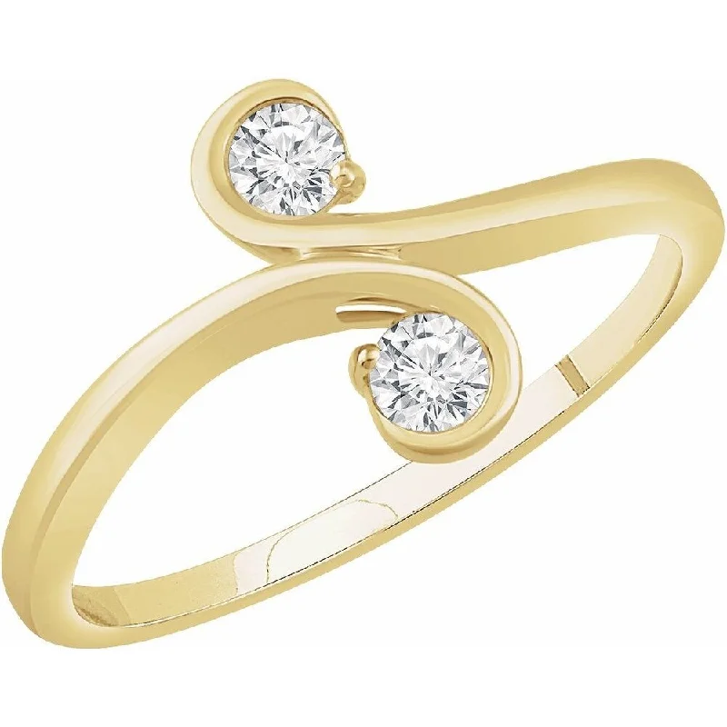 Women’s luxury wedding bands-14K Yellow Gold 1/5 CTW Diamond Two-Stone Ring for Women