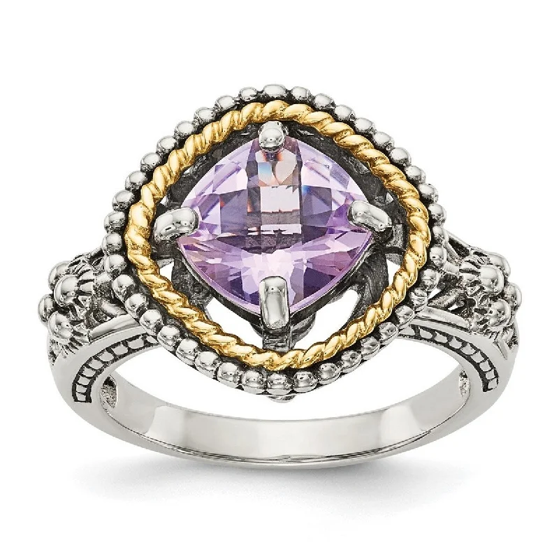 Women’s stackable rings with diamonds-Curata 925 Sterling Silver Polished Prong set With 14k 2.10Pink Amethyst Ring