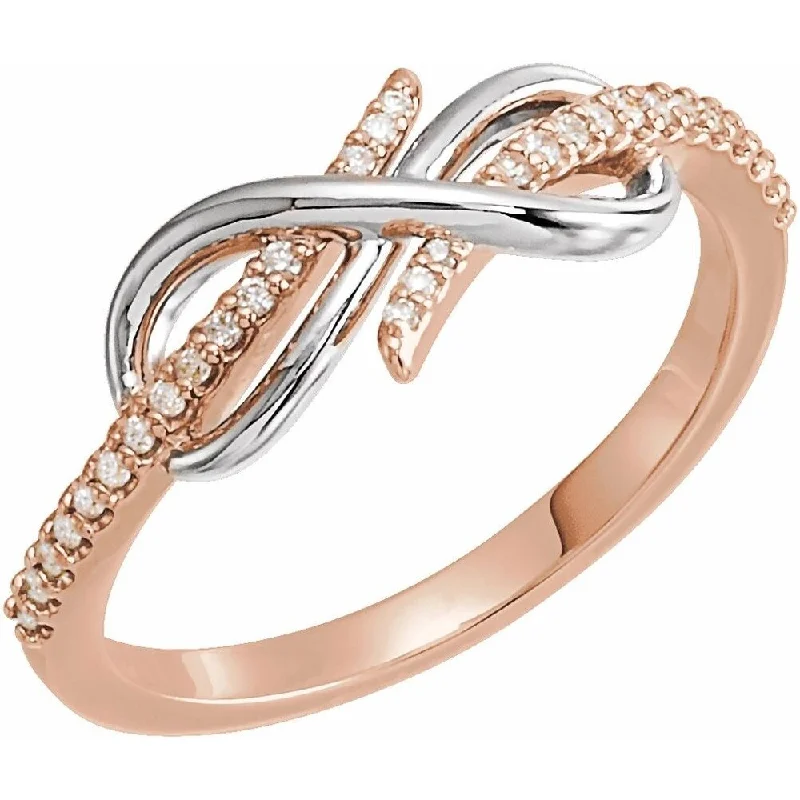 Women’s bands for engagement rings-14K Rose Gold/White 1/10 CTW Diamond Infinity-Inspired Ring for Women