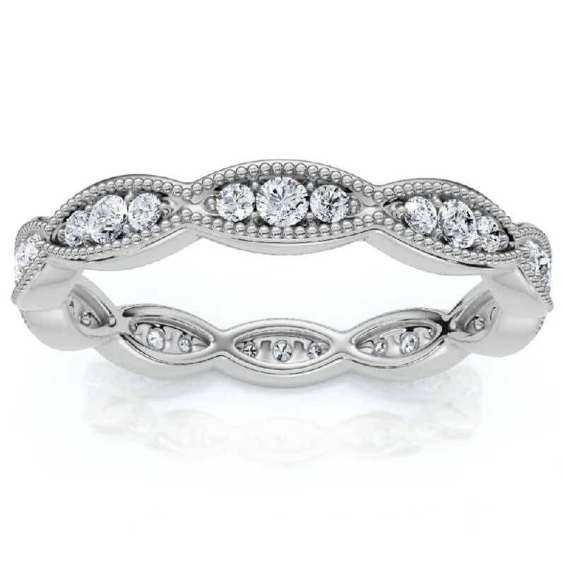 Women’s custom engagement ring designs-3/8Ct Diamond Eternity Stackable Wedding Ring Gold Anniversary Band Lab Grown