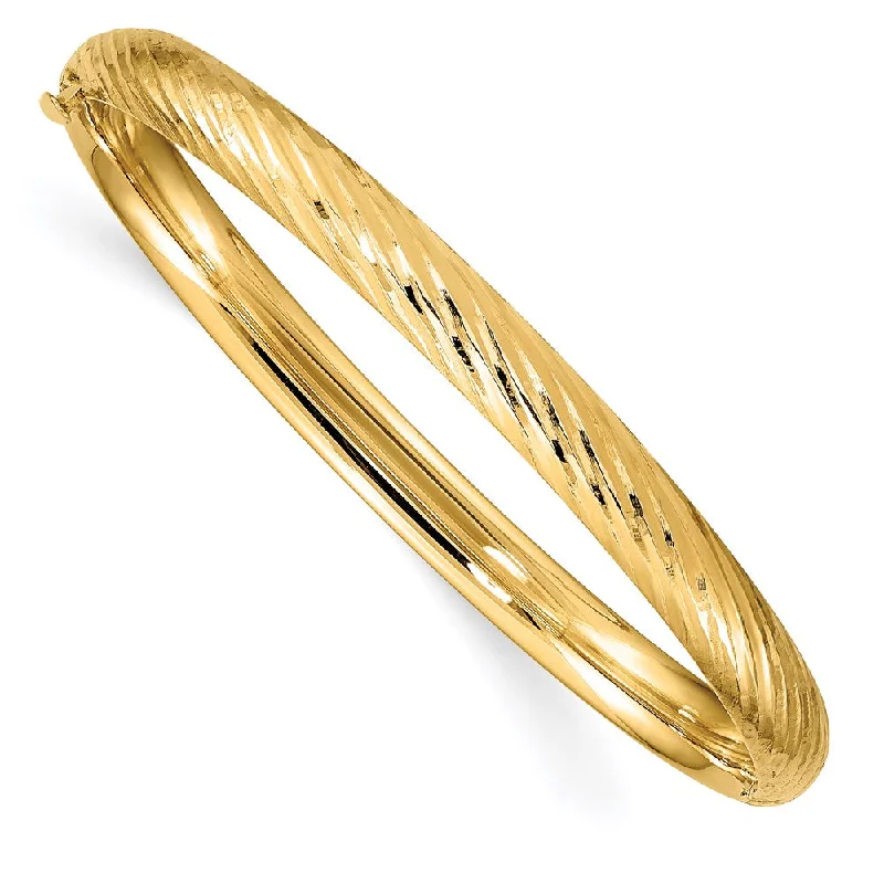 Women’s gemstone bangle bracelets-14k 3/16 Textured Children's Hinged Bangle-WBC-DB691