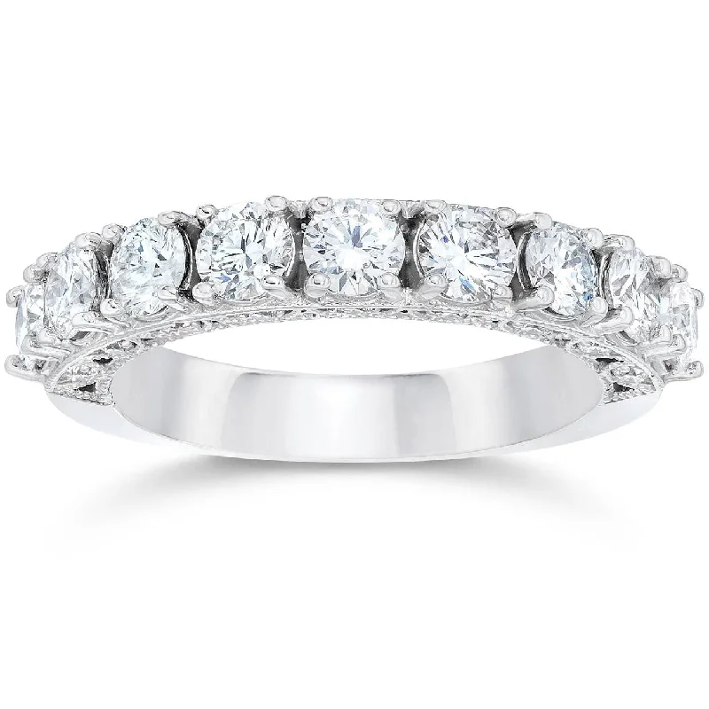 Women’s wedding and engagement sets-1 1/2ct Vintage Diamond Wedding Ring White Gold