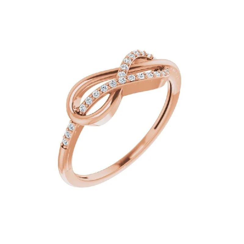 Women’s modern engagement rings-14K Rose Gold 1/10 CTW Diamond Infinity-Inspired Knot Ring for Women